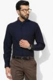 Indian Terrain Navy Blue Solid Slim Fit Formal Shirt men