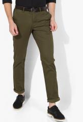 Indian Terrain Olive Printed Slim Fit Chinos men