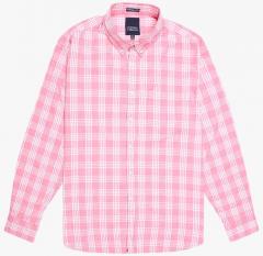 Indian Terrain Pink Checked Slim Fit Casual Shirt men