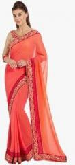 Indian Women By Bahubali Peach Embroidered Saree men