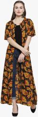 Indibelle Black & Yellow Printed Open Front Shrug women