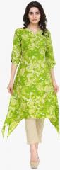 Indibelle Green Printed Regular Fit Kurta women