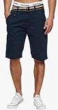 Indicode Navy Blue Solid Shorts Men