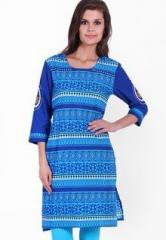 Indidori Blue Printed Kurti women