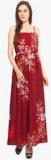 Instacrush Maroon Coloured Printed Maxi Dress Women