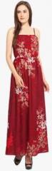 Instacrush Maroon Coloured Printed Maxi Dress women