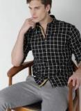 Invictus Black Checked Slim Fit Casual Shirt Men