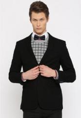 Invictus Black Solid Slim Fit Jacket & Blazers men