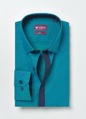 Invictus Blue & Green Slim Fit Self Design Formal Shirt men