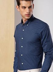 Invictus Blue Slim Fit Printed Formal Shirt men