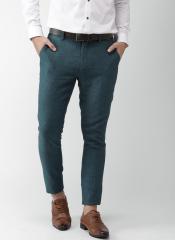 Invictus Blue Slim Fit Solid Formal Trousers men