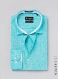 INVICTUS Blue Slim Linen Formal Shirt