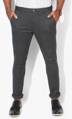 Invictus Charcoal Printed Slim Fit Regular Trouser men