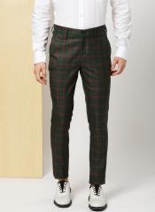 Invictus Green Checked Slim Fit Regular Trouser men