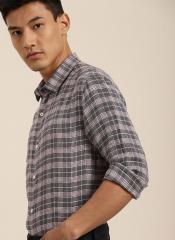 Invictus Grey & White Slim Fit Checked Casual Shirt men