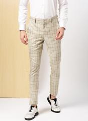 Invictus Grey Checked Slim Fit Regular Trouser men