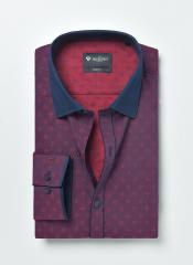 Invictus Maroon Slim Fit Self Design Formal Shirt men