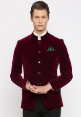 Invictus Maroon Solid Slim Fit Jacket & Blazers men