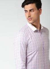 Invictus Pink & Blue Slim Fit Checked Formal Shirt men