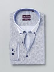 Invictus White & Navy Printed Slim Fit Formal Shirt men