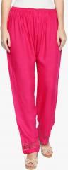 Ishin Fuchsia Solid Regular Fit Palazzos women