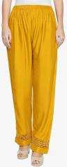 Ishin Mustard Solid Regular Fit Palazzos women