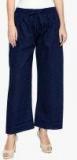 Ishin Navy Blue Self Design Regular Fit Palazzos Women