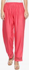 Ishin Pink Solid Regular Fit Palazzos women