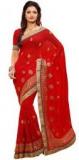 Ishin Red Embroidered Saree Women