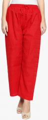 Ishin Red Self Design Regular Fit Palazzos women