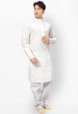 Ishin Solid White Kurta Pyjama Men