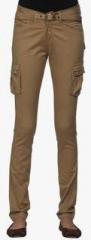 Ixia Khaki Solid Cargo Pants women