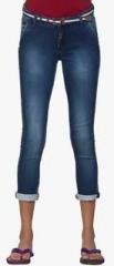 Ixia Navy Blue Washed Capri women