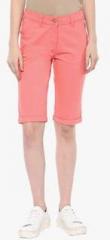 Izabel London By Pantaloons Orange Solid Cotton Spandex Capris women