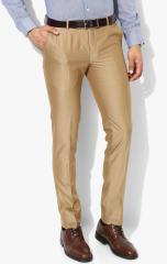 J Hampstead Khaki Solid Slim Fit Formal Trouser men