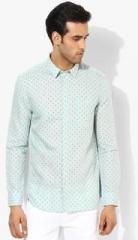 Jack & Jones Aqua Blue Printed Slim Fit Casual Shirt men