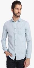 Jack & Jones Aqua Blue Solid Slim Fit Casual Shirt men