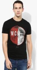 Jack & Jones Black Printed Round Neck T Shirt men