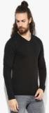 Jack & Jones Black Solid V Neck T Shirt men