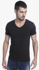 Jack & Jones Black Solid V Neck T Shirts men