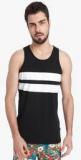 Jack & Jones Black Striped Slim Fit Round Neck Vest men