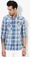 Jack & Jones Blue Checked Slim Fit Casual Shirt men