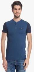 Jack & Jones Blue Printed Henley T Shirt men