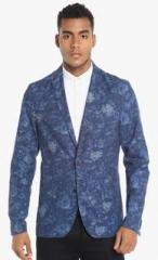 Jack & Jones Blue Printed Regular Fit Blazer men