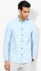 Jack & Jones Blue Printed Slim Fit Casual Shirt men