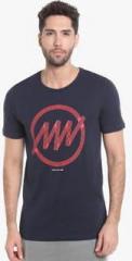 Jack & Jones Blue Printed Slim Fit Round Neck T Shirt men