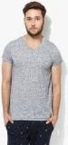 Jack & Jones Blue Solid Slim Fit V Neck T Shirt men