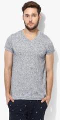 Jack & Jones Blue Solid Slim Fit V Neck T Shirt men