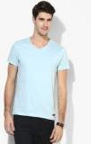 Jack & Jones Blue Solid V Neck T Shirt men