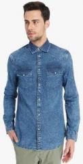 Jack & Jones Blue Washed Slim Fit Casual Shirt men